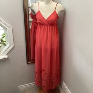 La Vie en Rose shear poppy print slip dress